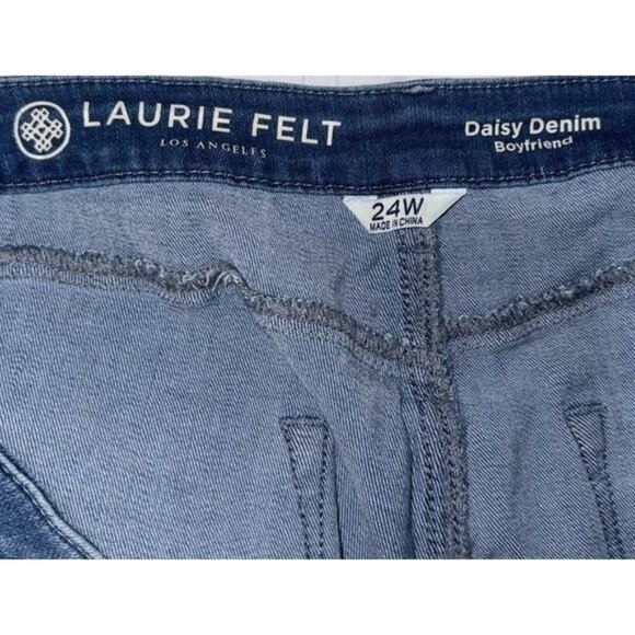 Laurie Felt Daisy Denim Boyfriend Jeans 24W Dark Wash Stretch Cotton Blend Women - Picture 4 of 13